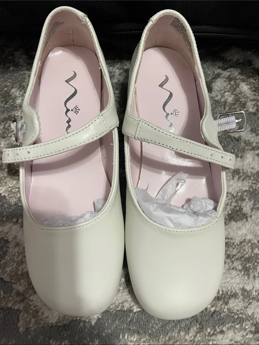 Nina Girls white Bonnett Mary Jane Shoes with Pink Insole